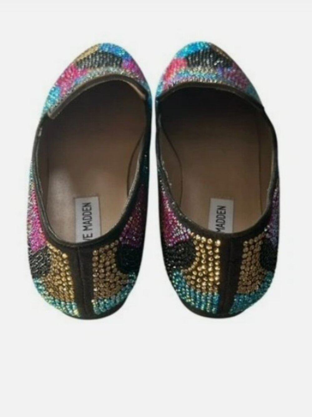Steve Madden Women's Leather Loafer Concord Multicolor Rhinestone Flats Size 8 - Picture 6 of 9